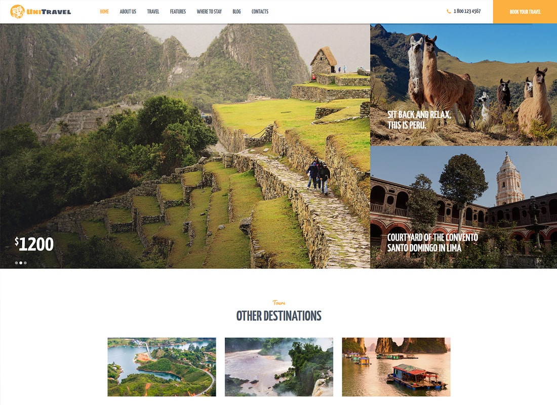 UniTravel | Travel Agency & Tourism Bureau WordPress Theme Website Template