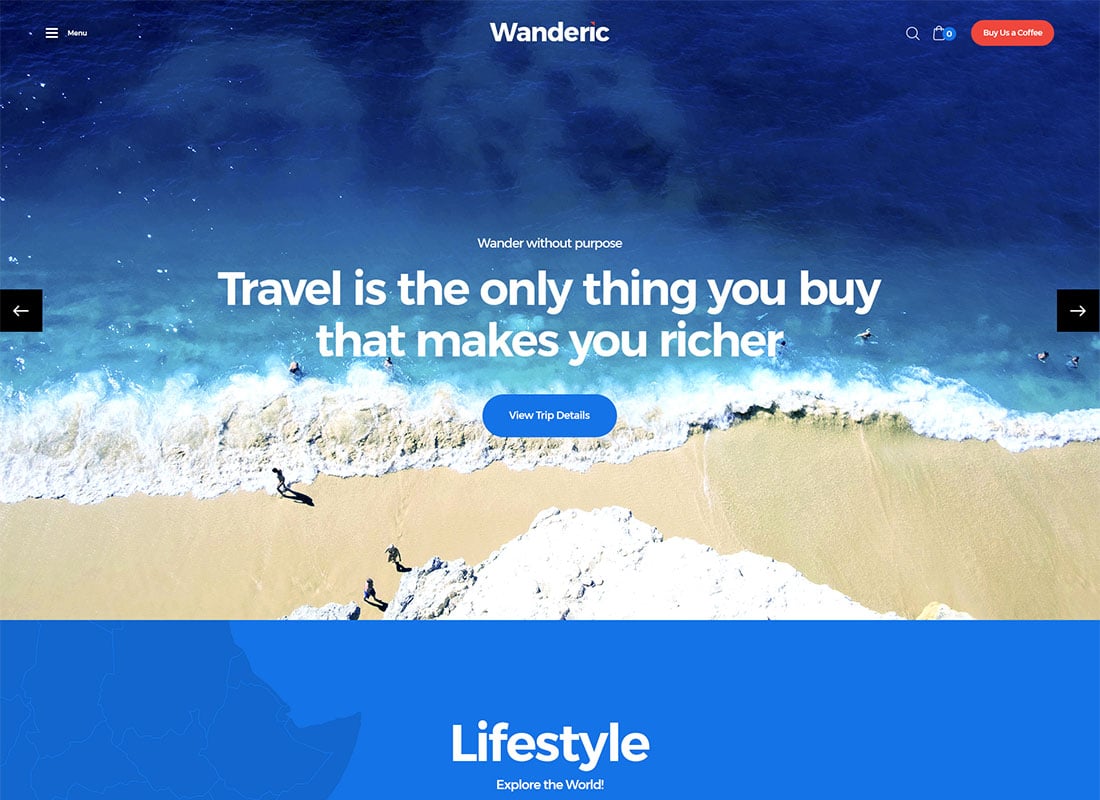Wanderic - Travel Blog & Lifestyle WordPress Theme Website Template