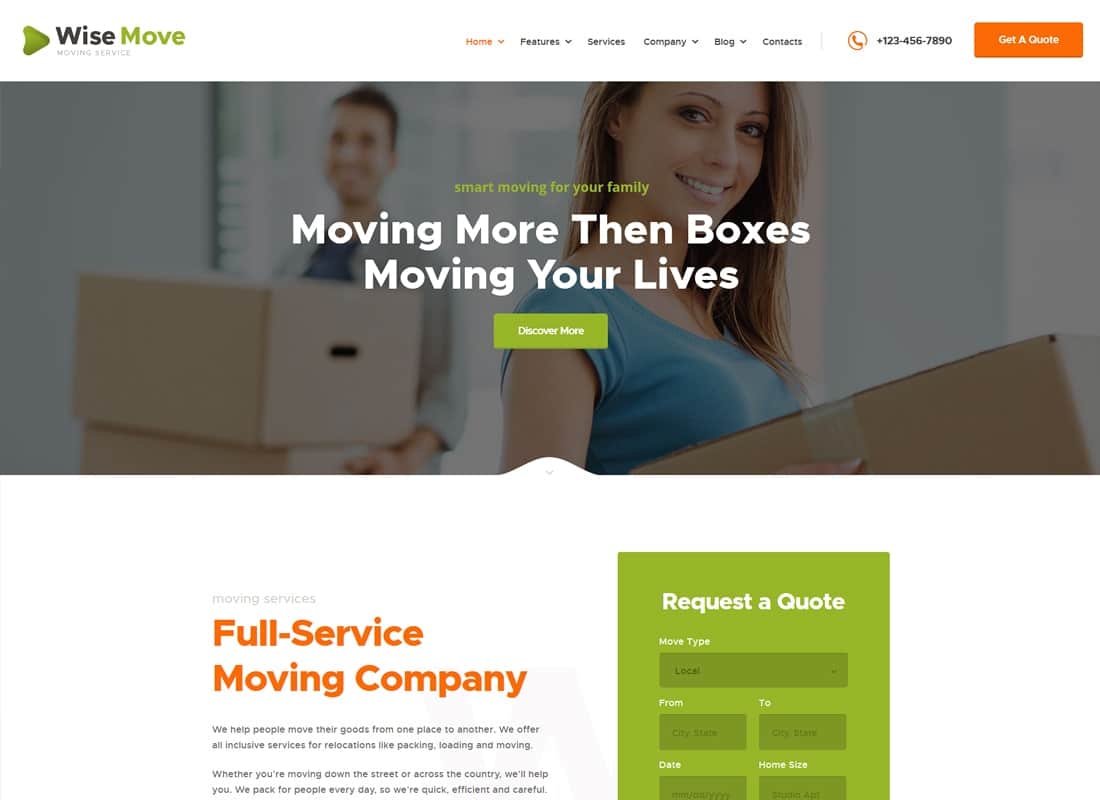 Wise Move | Moving and Storage Services WordPress Theme Website Template
