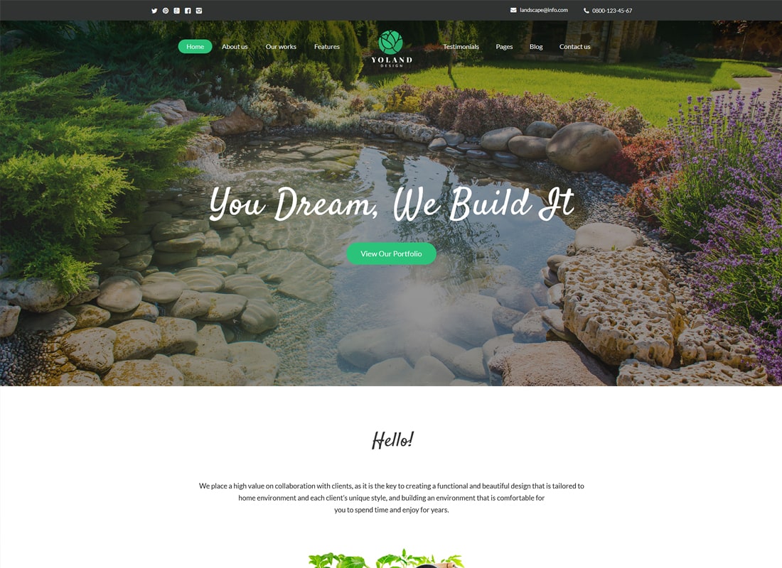 Yoland | Landscape Design & Garden Accessories Store WordPress Theme Website Template