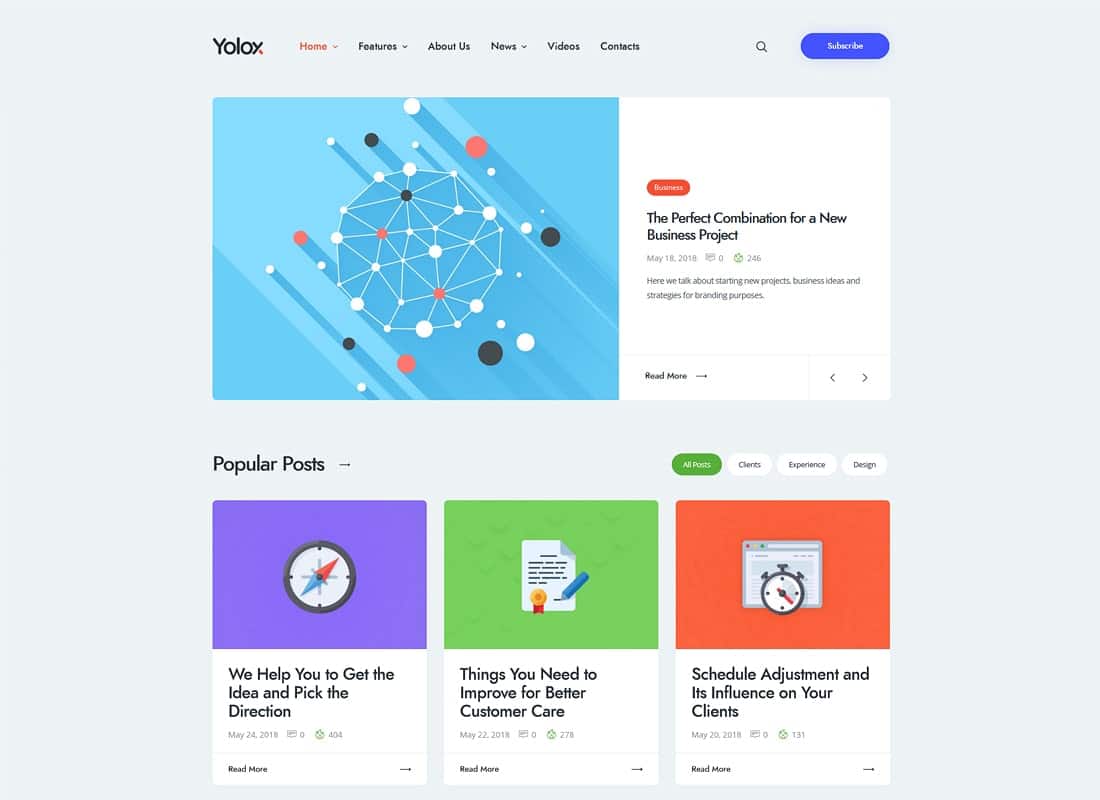 Yolox | Modern WordPress Blog Theme for Business & Startup Website Template